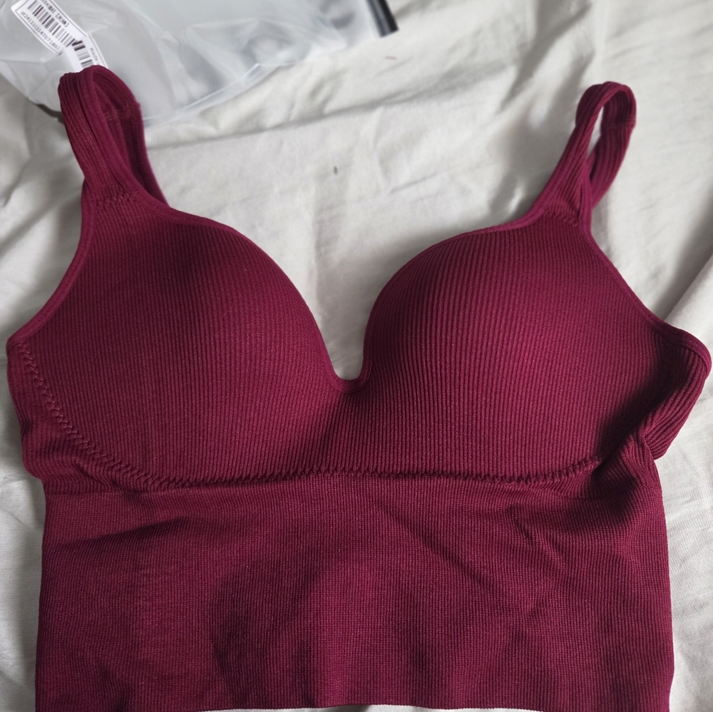 Shein Burgendy Crop Top, M